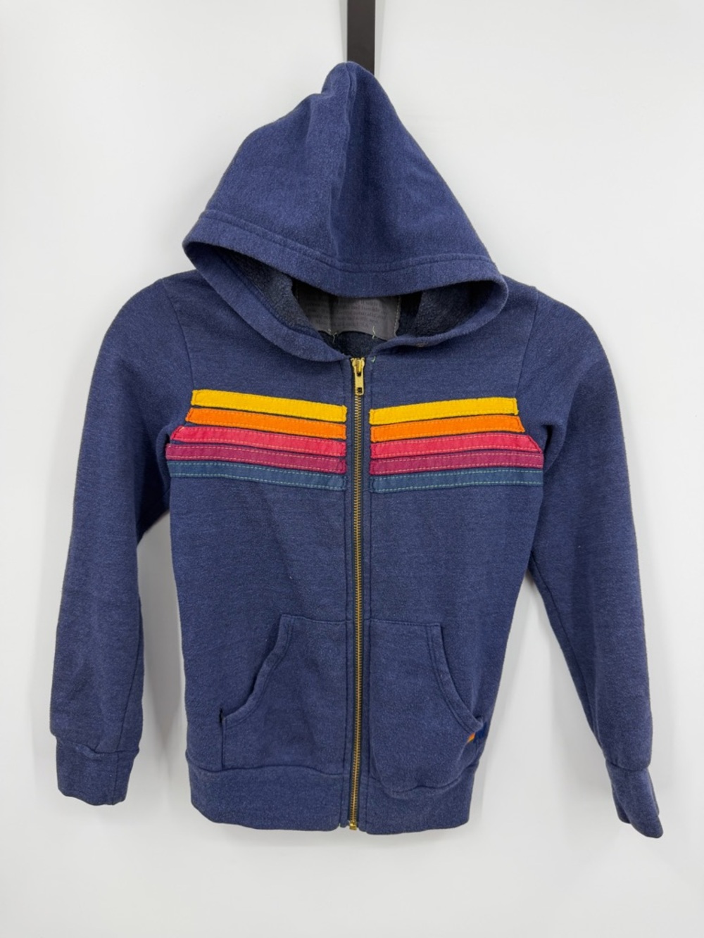 Aviator Nation Navy Hoodie with Yellow & Pink Stripes